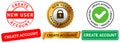 Create account personal private user new internet registration login stamp colorful badge emblem label seal element