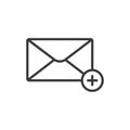 Create add email, icon in line design. Create, add, email, new, message, compose, draft on white background vector Royalty Free Stock Photo