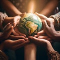 Astonishing wallpaper: Unity in Faith - Hands of various skin tones holding a globe