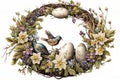 Easter wreath sublimation PNG, Isolated on White Background.