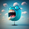 Create a big mouth speaking portuguese 3d