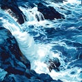 waterfall cascading down a rocky cliff. AI Generated