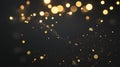 Abstract dark background with glowing golden bokeh light effects and glitter particles Royalty Free Stock Photo