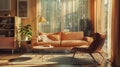 Create a contemporary living room ambiance by using Peach Fuzz hd