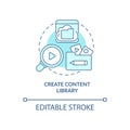 Create content library blue concept icon