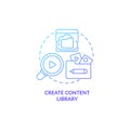 Create content library blue gradient concept icon