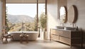 Create a Cozy and Bright Minimalist Bathroom with Natural Light and Warm Toned Materials