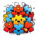 Create a cute and simple jigsaw puzzle coloring page with clean line art for hours of relaxing entertainment