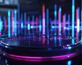 Create a 3D animated visualization of market share growth with a unique illuminated effect in the background