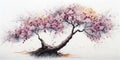 Create a Delicate and Peaceful Watercolor Painting of a Cherry Blossom Tree. Perfect for Invitations and Posters. Royalty Free Stock Photo