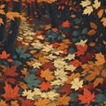 organic pattern that celebrates the subtle beauty of fallen leaves scattered on a forest path. AI Generated Royalty Free Stock Photo
