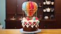 Create a dreamy hot air balloon ride with a birthday cake