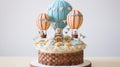 Create a dreamy hot air balloon ride with a birthday cake