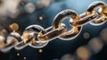 Create a dynamic close-up image of a blockchain link Generative AI Illustration