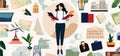 A dynamic pattern showcasing a travel agent, engaged in booking trips