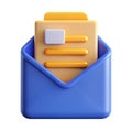 Create Email Document 3D Icon with Paper and Mail Symbol for Writing and Communication Graphics Royalty Free Stock Photo