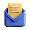 Create Email Document 3D Icon with Paper and Mail Symbol for Writing and Communication Graphics Royalty Free Stock Photo