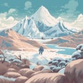 Create A Hayao Miyazaki-style Illustration Surrounded By Tundra