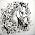 create a horse mandala full detail black and white to color , generated by AI