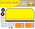 Create the image of bus using scissors and glue. Educational paper kids game. Vector illustration