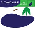 Create the image of eggplant vegetables using scissors and glue. Educational game for children.