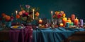 Create an image of a festive table setting with a colorfu generative AI