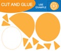 Create the image of orange fruit using scissors and glue. Educational game for children.