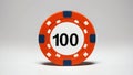 create an image of a single orange 100dollar poker chi ai generated Royalty Free Stock Photo
