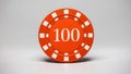 create an image of a single orange 100dollar poker chi ai generated Royalty Free Stock Photo