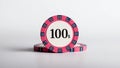 create an image of a single pink 100dollar poker chip ai generated Royalty Free Stock Photo