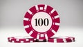create an image of a single pink 100dollar poker chip ai generated Royalty Free Stock Photo