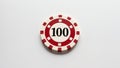 create an image of a single red 100dollar poker chip o ai generated Royalty Free Stock Photo