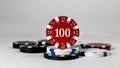 create an image of a single red 100dollar poker chip o ai generated Royalty Free Stock Photo