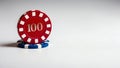 create an image of a single red 100dollar poker chip o ai generated Royalty Free Stock Photo
