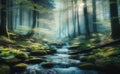 Spring background Stream of water in the forest Royalty Free Stock Photo