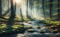 Spring background Stream of water in the forest Royalty Free Stock Photo