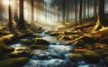 Spring background Stream of water in the forest Royalty Free Stock Photo