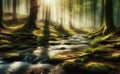Spring background Stream of water in the forest Royalty Free Stock Photo
