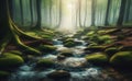 Spring background Stream of water in the forest Royalty Free Stock Photo
