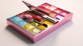Create an image of a toy makeup kit with a pretend compac, Generative ai Royalty Free Stock Photo