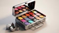 Create an image of a toy makeup kit with a pretend compac, Generative ai Royalty Free Stock Photo