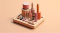Create an image of a toy makeup kit with a pretend compac, Generative ai Royalty Free Stock Photo