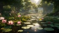 image of a tranquil lotus pond