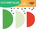 Create the image of watermelon berry using scissors and glue. Educational game for children. Vector.