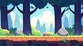 Create an immersive sidescrolling adventure with this seamless horizontal forest background, perfect for D games Royalty Free Stock Photo