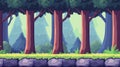 Create an immersive sidescrolling adventure with this seamless horizontal forest background, perfect for D games Royalty Free Stock Photo