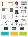 Create Interior Working Place Icon Set