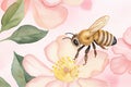 Create a lovely watercolor painting of a yellow honey bee