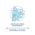 Create low stress environment turquoise concept icon