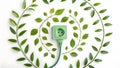 Create a minimalist and eco-friendly composition featuring a green power outlet and plug Royalty Free Stock Photo